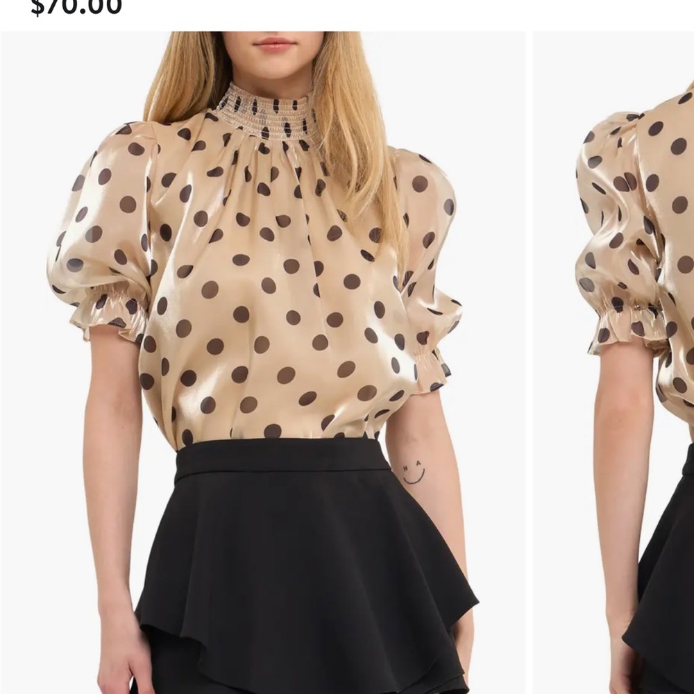 English Factory Polka Dot Puff Sleeve Blouse